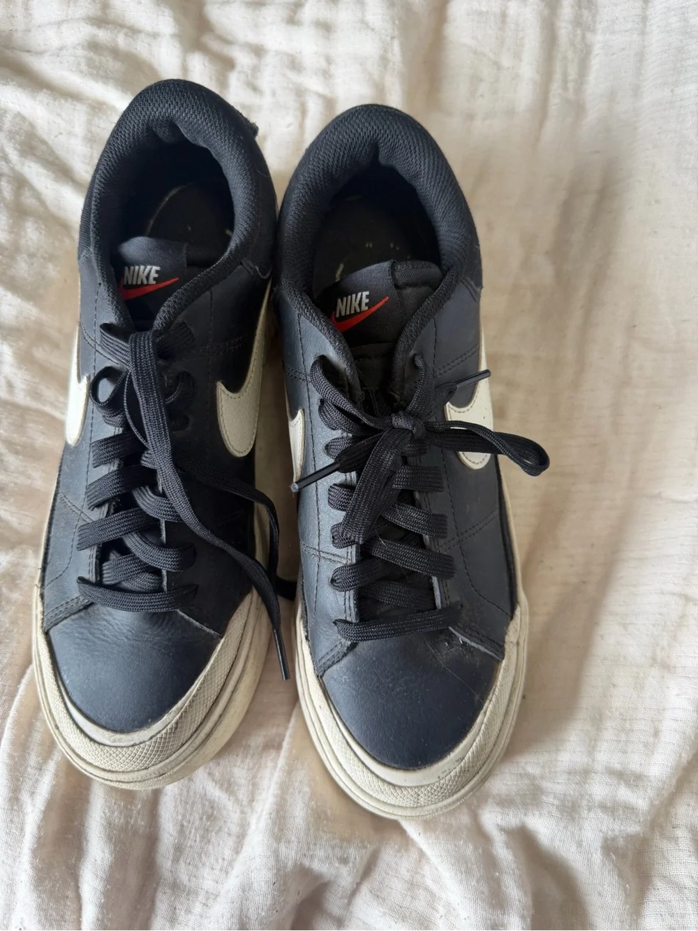 Nike Black and White Platform Lace-Up Sneakers